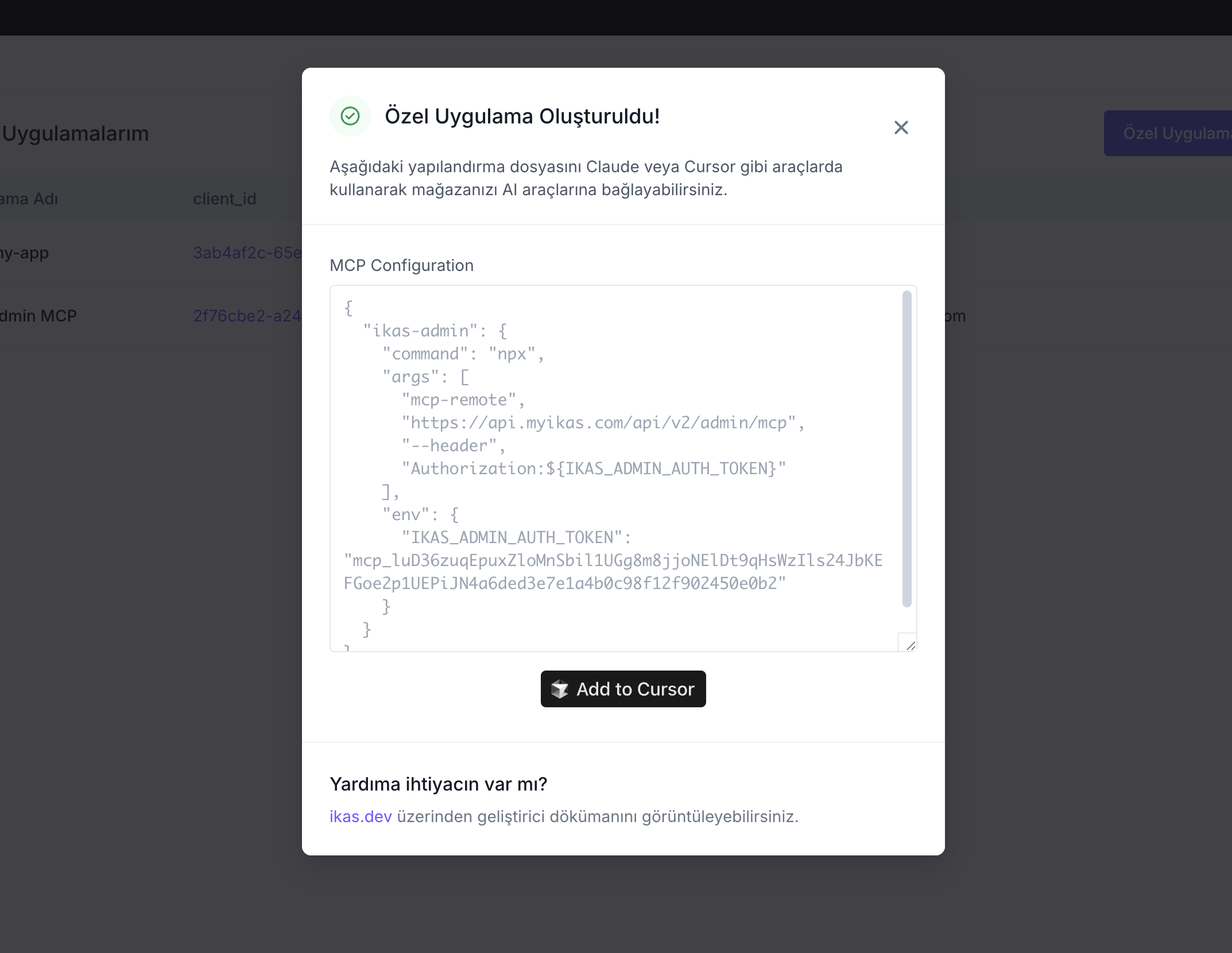 MCP Client Bilgileri