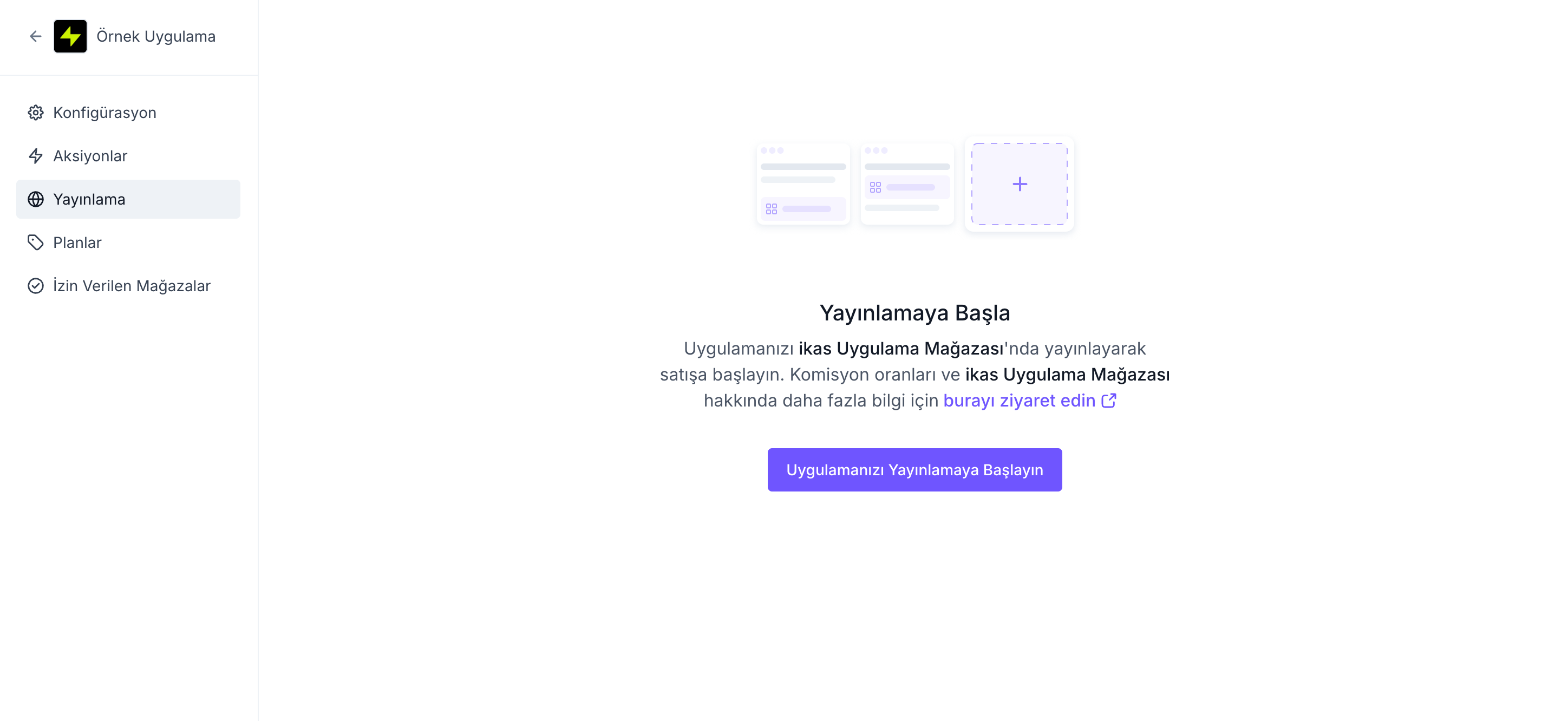 ikas partner starting to publish the app